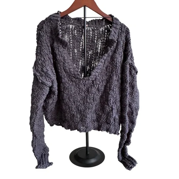 Free‎ People Oversized Bohemian Crop Sweater - Picture 7 of 10